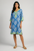 Embroidered Tunic Dress - Blue