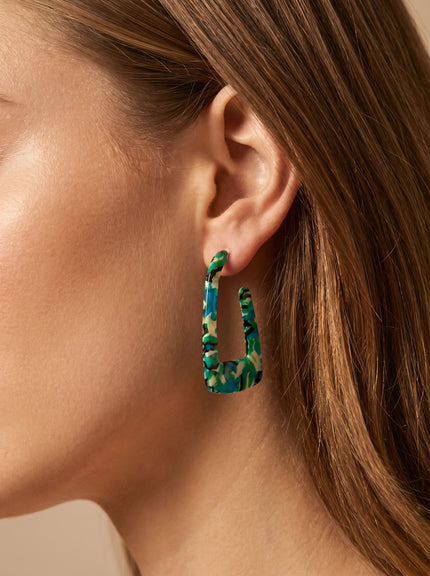 Abstract Square Hoop - Green Fleck