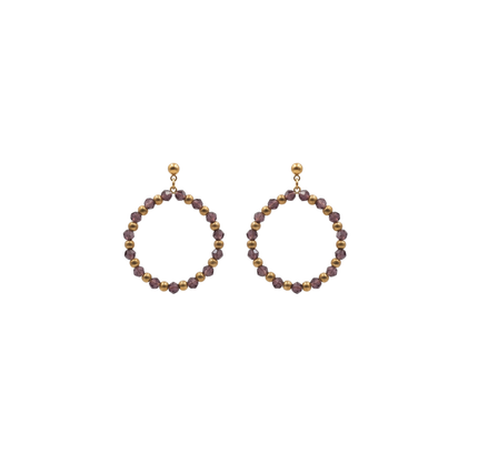 Beaded Hoop Stud - Purple