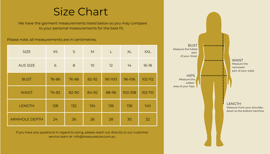 Size chart for Sundress With Pockets - Green