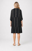 Lurex Striped TabSlv Dress - Black