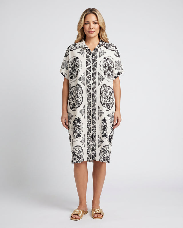 Italian Tile Dress - Black