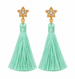 Mint Star Tassel Earrings