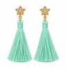 Mint Star Tassel Earrings