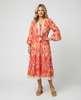 Chevron Tiered Dress with Trim