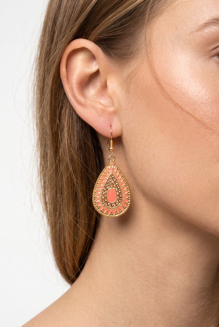 Coral Bloom Teardrop Earings