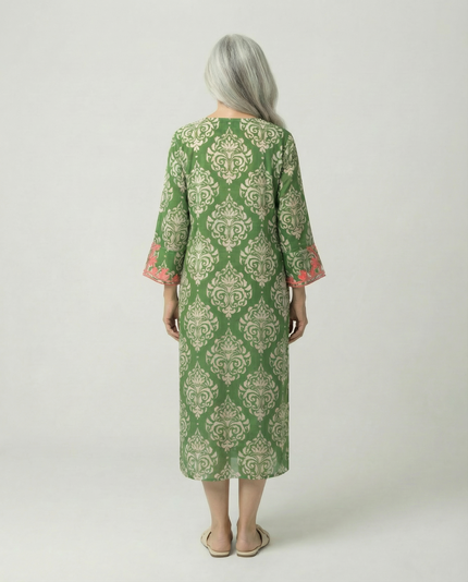 Embroidered Tunic Dress - Green