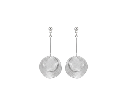 Double Disc Earrings - Silver