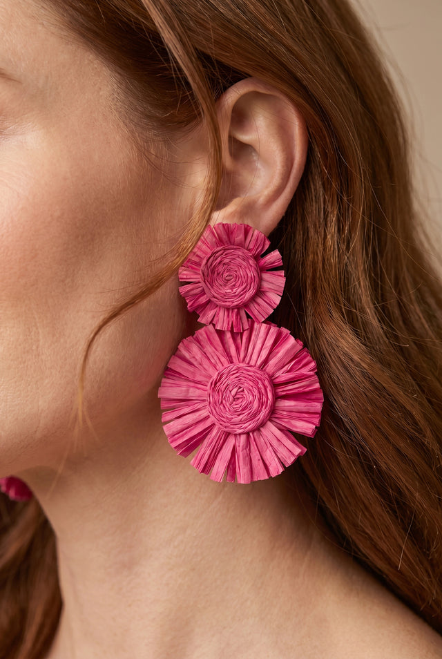 Raffia Tiered Flowers - Pink