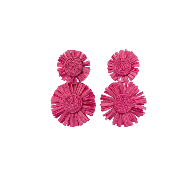 Raffia Tiered Flowers - Pink