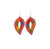 Threaded Leaf Earrings - Red