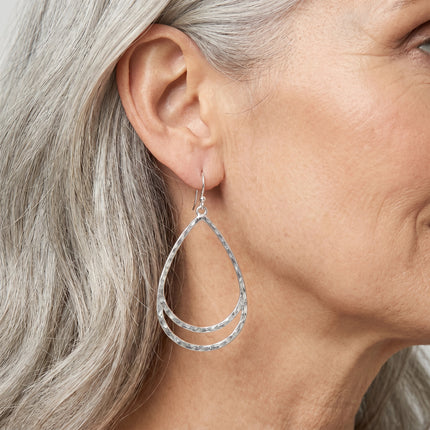 Bevelled Hoop Earring - Silver