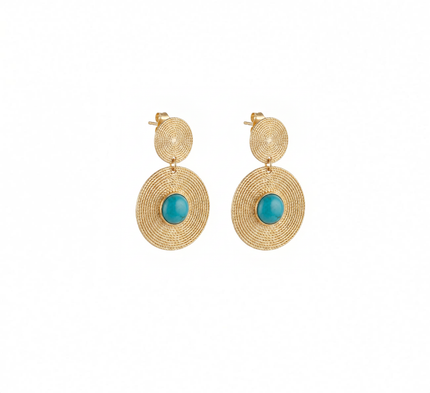 Double Disc Earring - Turquoise