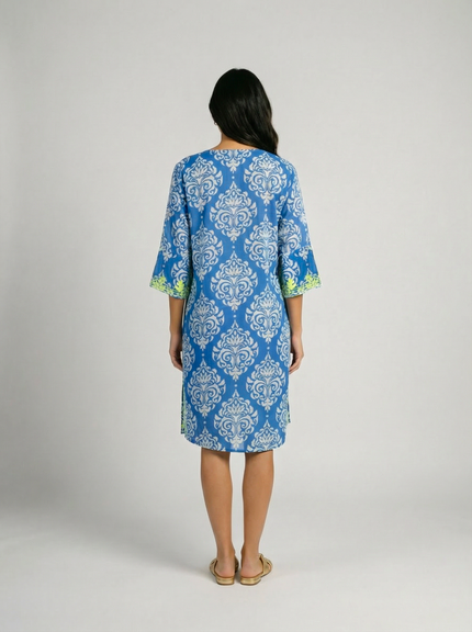 Embroidered Tunic Dress - Blue