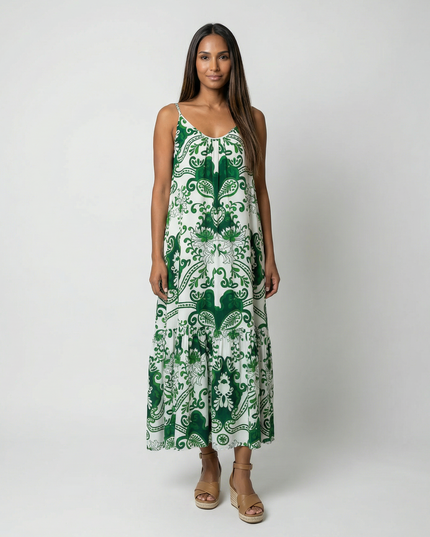 Verde Slip Dress w Sash