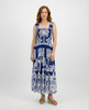 Tropical Blue Shirred Sundress