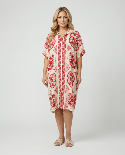 Italian Tile Dress - Red