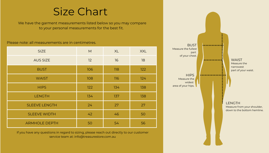 Size chart for Fitted Aline Shirt Dress