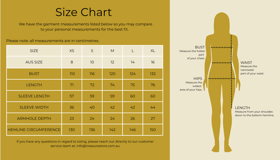 Size chart for Frill Pocket Shirt - Lemon