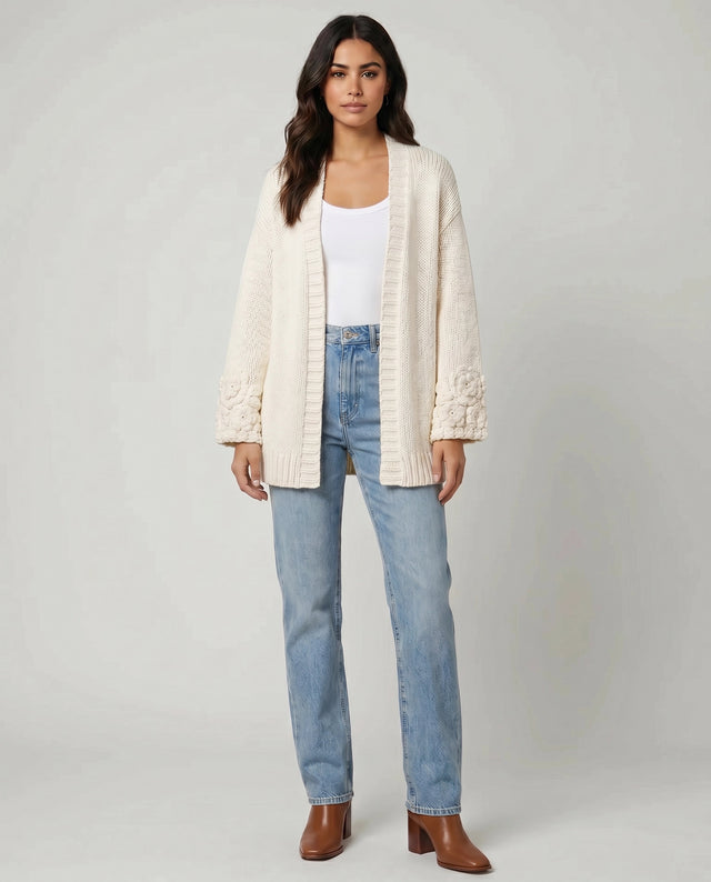 Flora Open Cardi - Cream