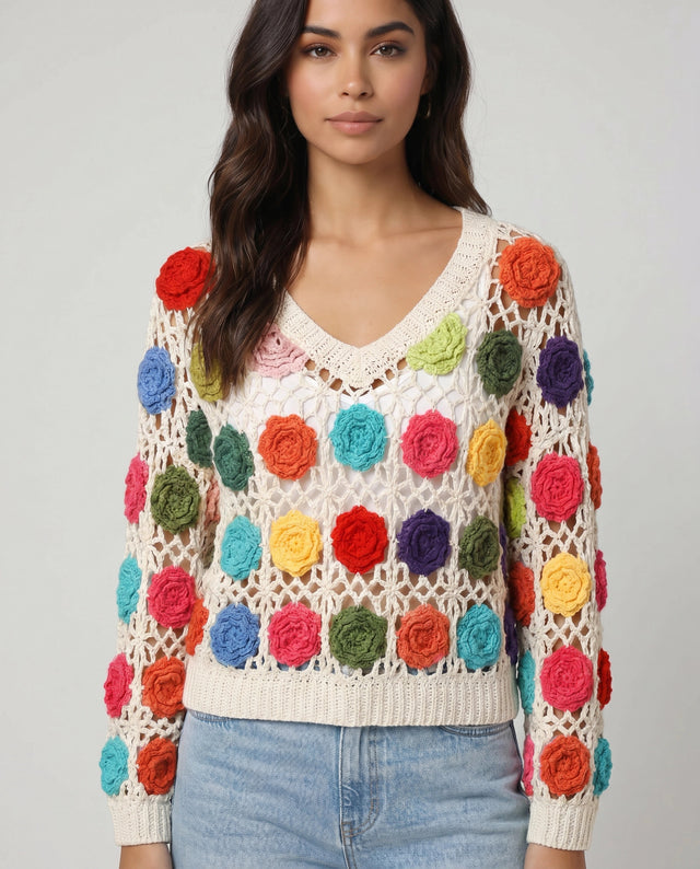 Flower Power Crochet Jumper