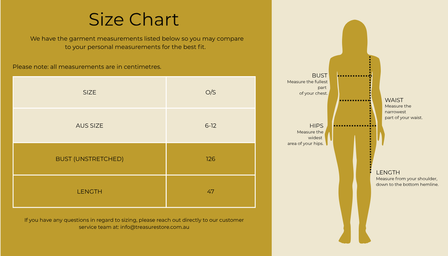 Size chart for Flower Power Crochet Jumper