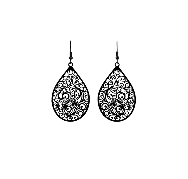 French Teardrop Earrings - Black