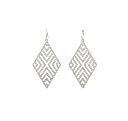 Geo Diamond Earrings - Silver