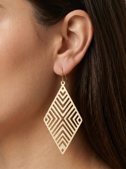 Geo Diamond Earrings - Gold