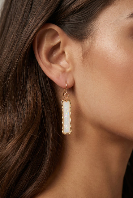 Glass Rectangle Earrings - Clear