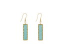 Glass Rectangle Earrings - Green