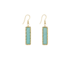 Glass Rectangle Earrings - Green