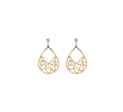 Half Swirl Teardrop Earrings - Gold
