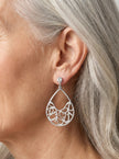 Half Swirl Teardrop Earrings - Silver