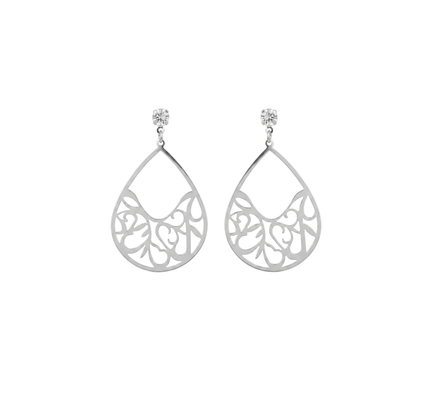 Half Swirl Teardrop Earrings - Silver