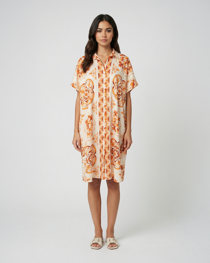 Italian Tile Dress - Orange
