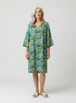 Pintuck Frill Sleeve Dress - Green