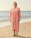 Sequin Midi Smock Dress - Shell Pink