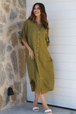 Olive Midi Shirt Dress