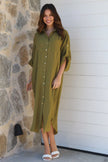 Olive Midi Shirt Dress