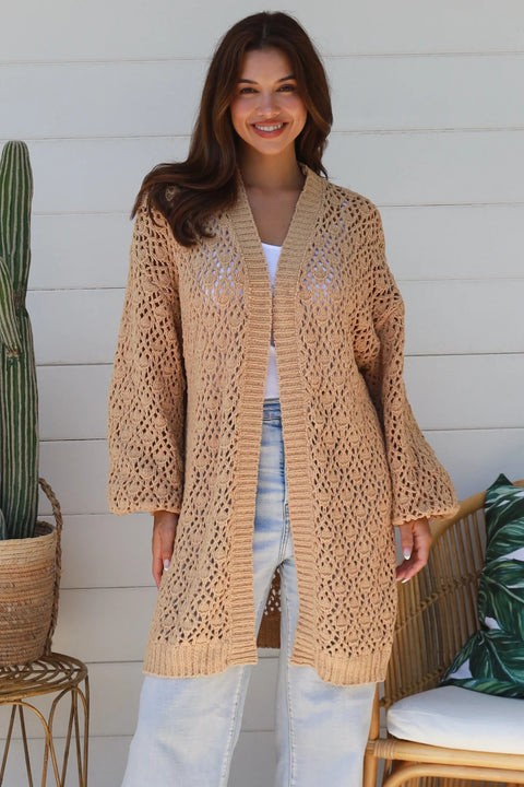 Open Cardi Blouse Sleeve - Caramel