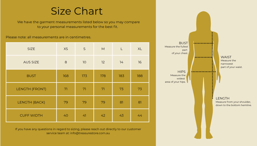 Size chart for Palma Sands Shirt