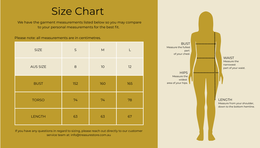 Size chart for Palm Striped Shirt
