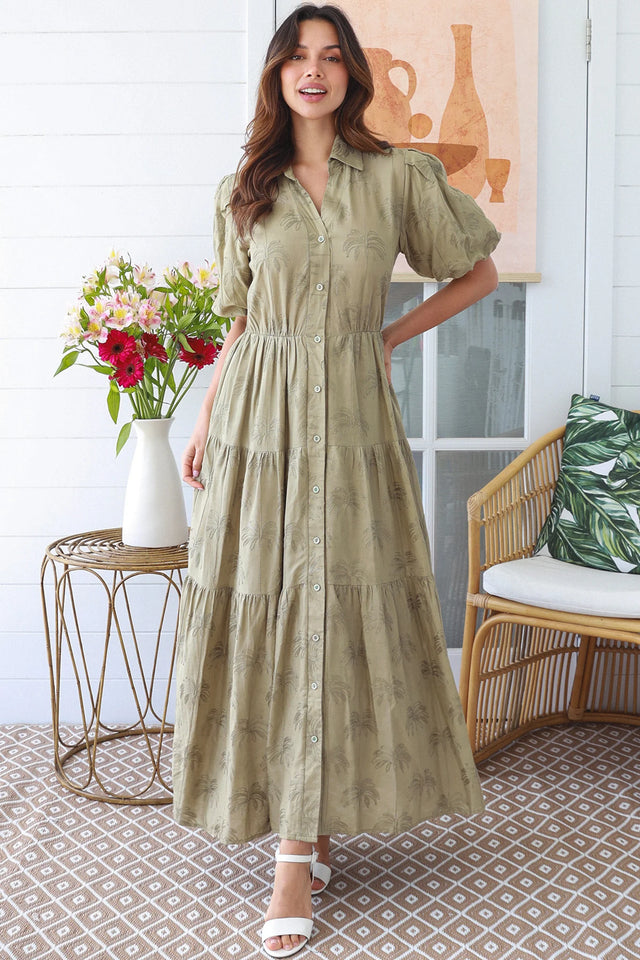 Palm Layered Shirt Dress