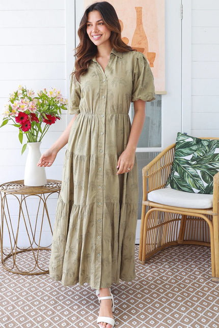 Palm Layered Shirt Dress