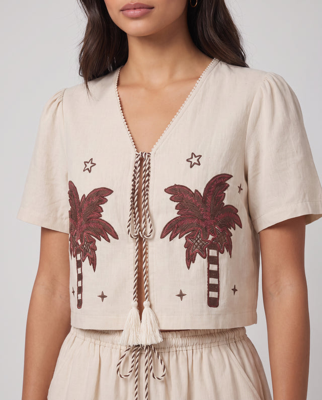 Palm Star Short Set - Natural