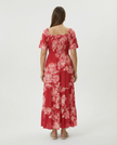 Pink Floral on Red Maxi