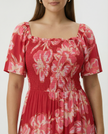 Pink Floral on Red Maxi