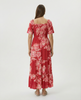Pink Floral on Red Maxi