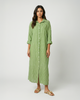 Pinstripe Cotton Shirt Dress - Avocado